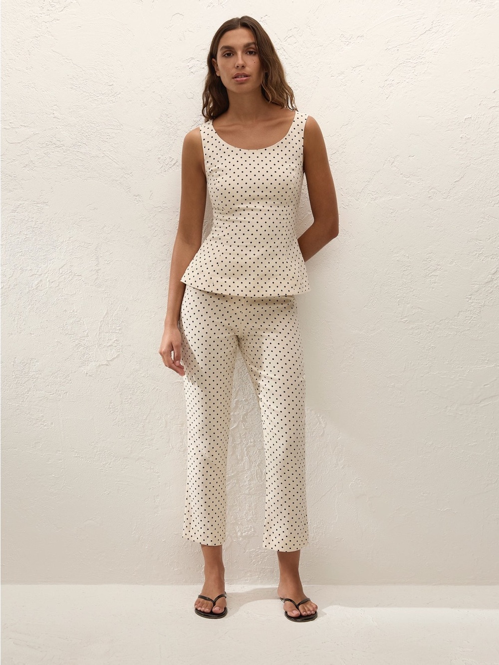 Faithfull the Brand Iria Capri Pant Lola Polka Dot Cream Black